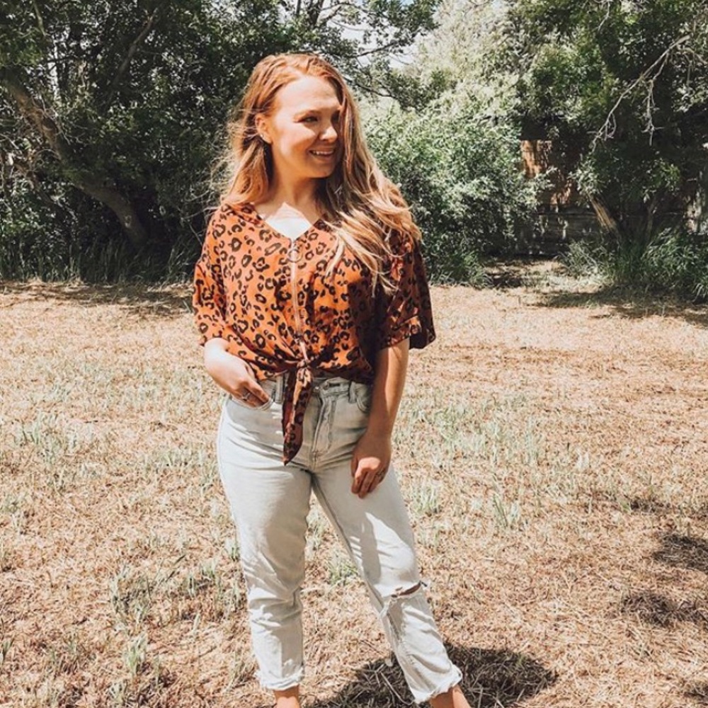 Leopard tie top